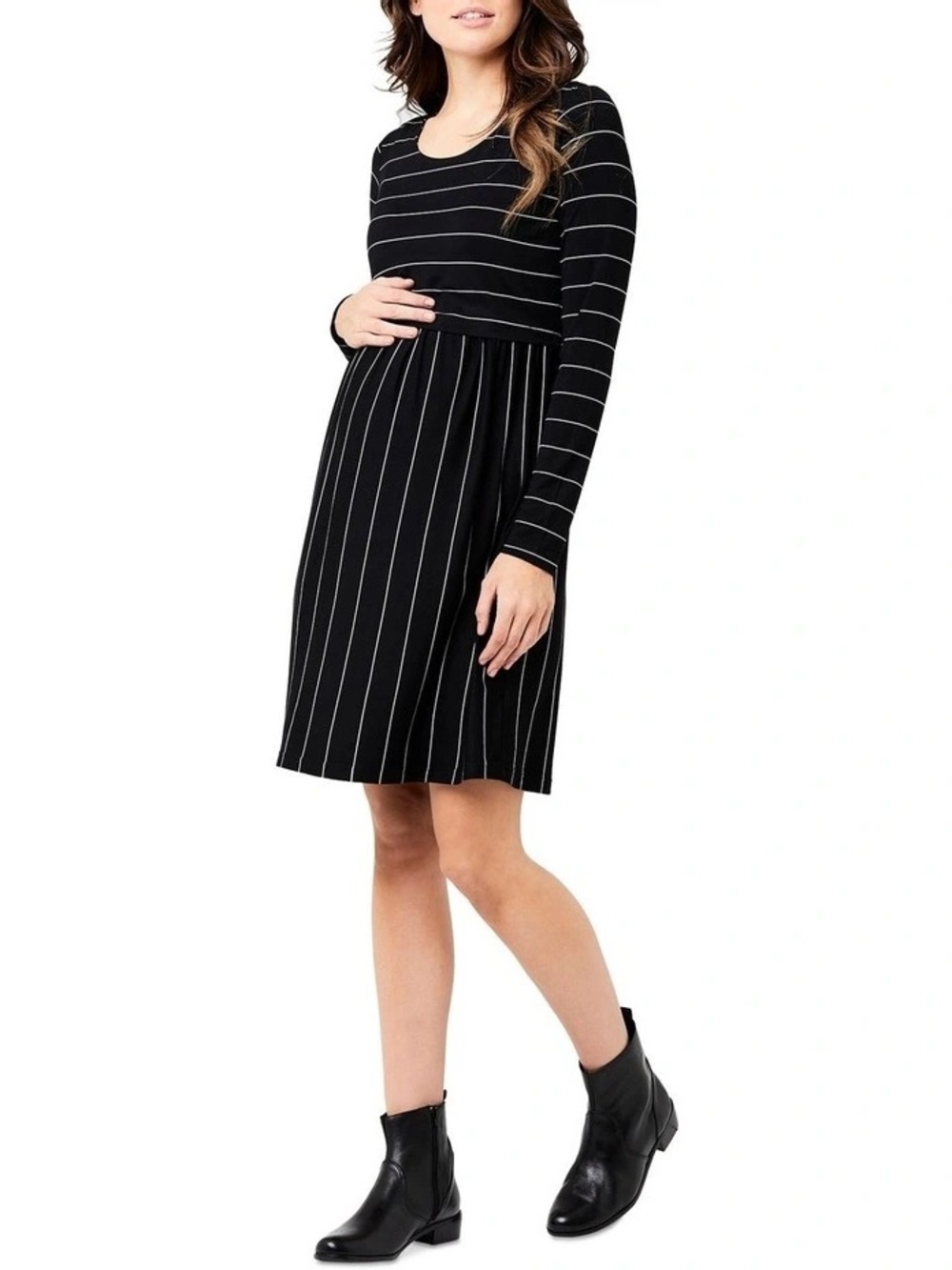 Ripe Maternity Crop Top Nursing Dress - Black / Flint NWT Size: S